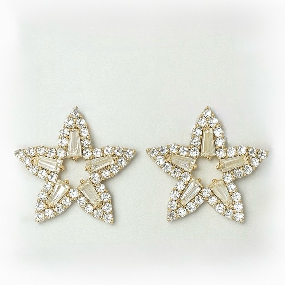 Anthropologie Jewelry - ✨ Star Crystal Statement Earrings | Gold Glam Sparkling Studs